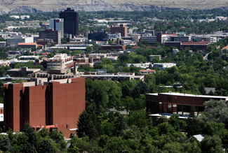 the Billings skyline with the MSUB campus in the foreground