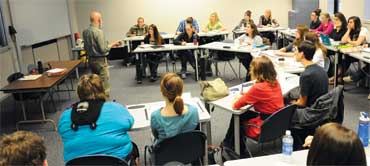 students and professor during a College of Education class