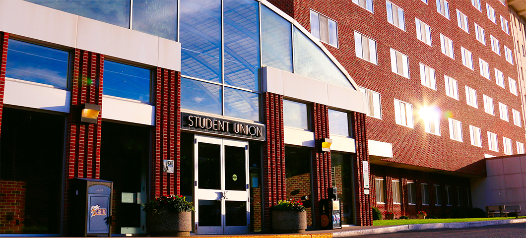 front of the Student Union Building on the MSUB university campus