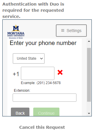 Enter Phone Number Prompt