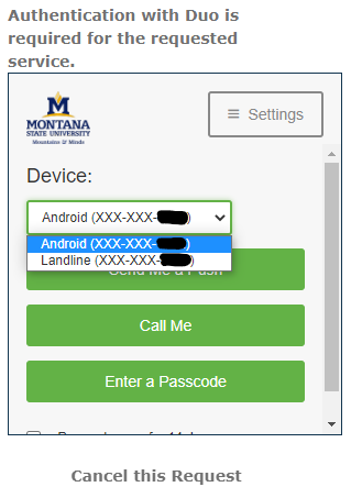 Login portal with two options shown