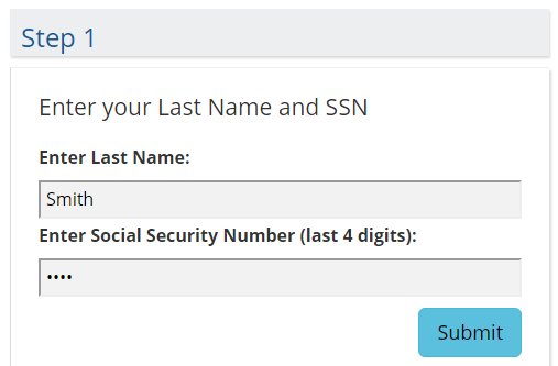 Enter your last name and social security number.