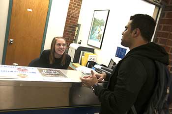 Erin helping a student in one of the MSUB residence halls