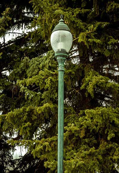 a decorative lightpole on the MSUB university campus