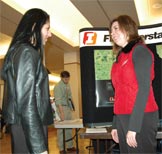 A college student talks with a recruiter from First Interstate Bank at the annual Career Fitness Fair. More than 70 Billings area employers were a part of this year’s event. 
