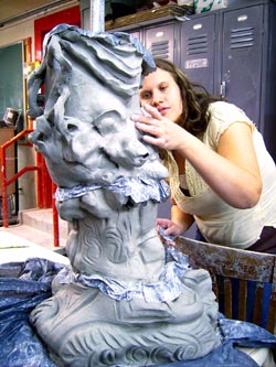 Tanskanen works on a sculpture