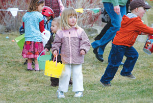 children enjoying the annual Easter Egg hunt on the MSU Billings campus