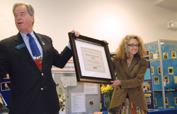 Chancellor Rolf Groseth and Dean Mary Susan Fishbaugh celebrate the COE NCATE accreditation