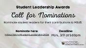Student Leadership Awards Call for Nominations