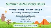 Summer 2026 Library Hours