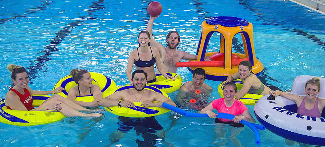 A group of students in a pool