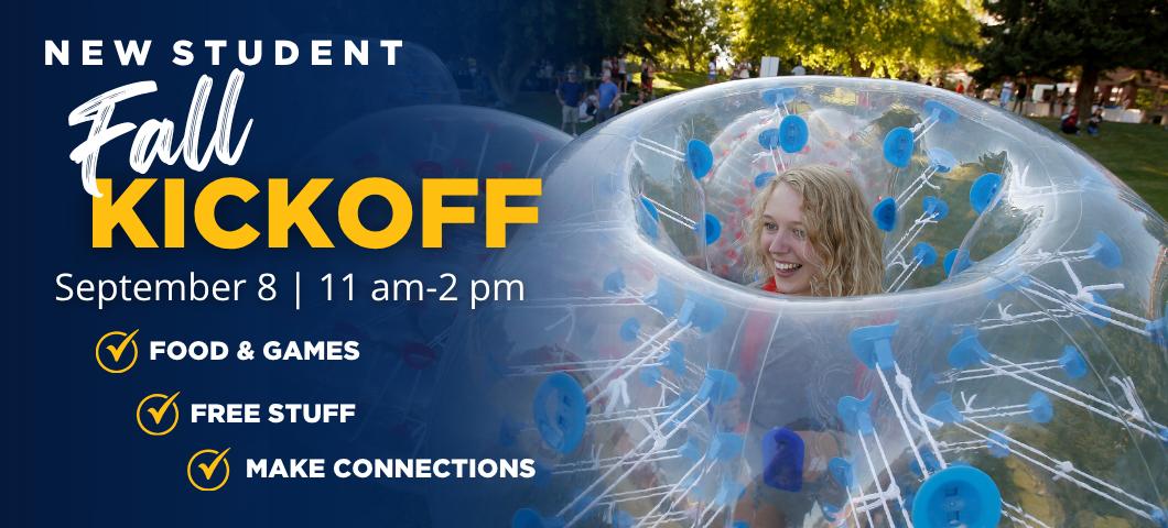 New Student Fall Kickoff September 8, 11am - 2pm. Food & games, free stuff, make connections.