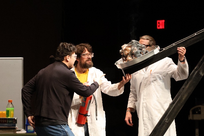 professors hold a small slide