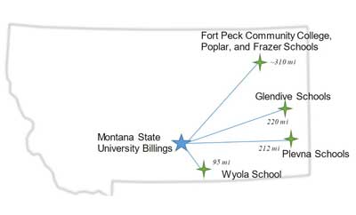 map of Montana partner schools