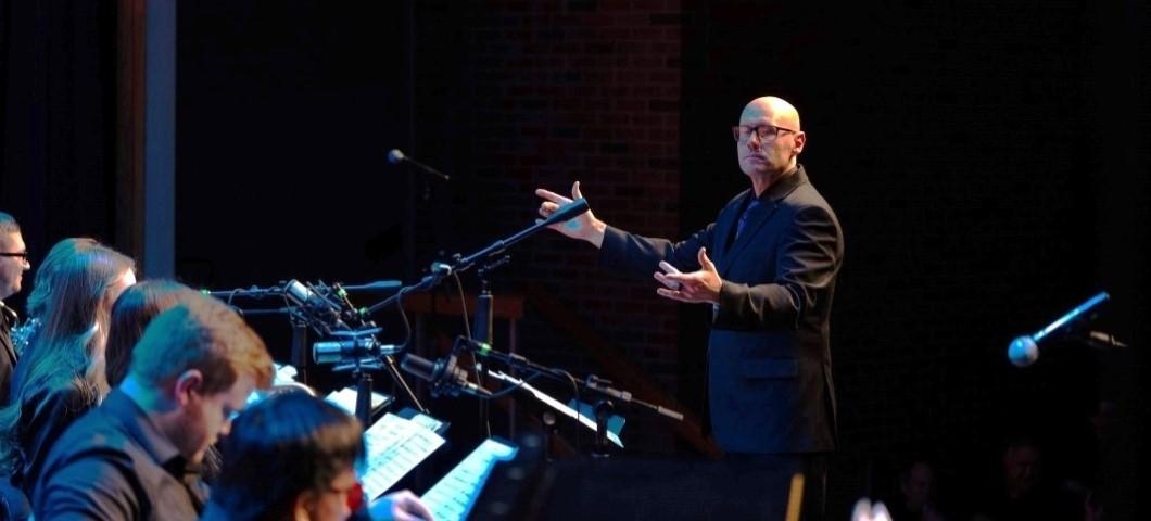 John Roberts conducting 2025 Jazz Festival Orchestra