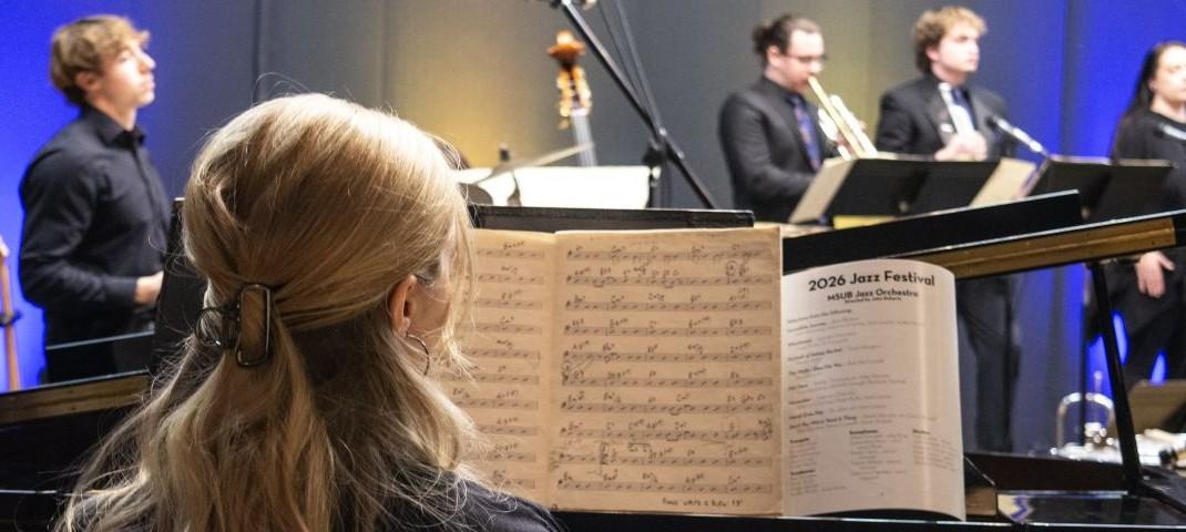 2026 Jazz Festival Orchestra pianist performing.