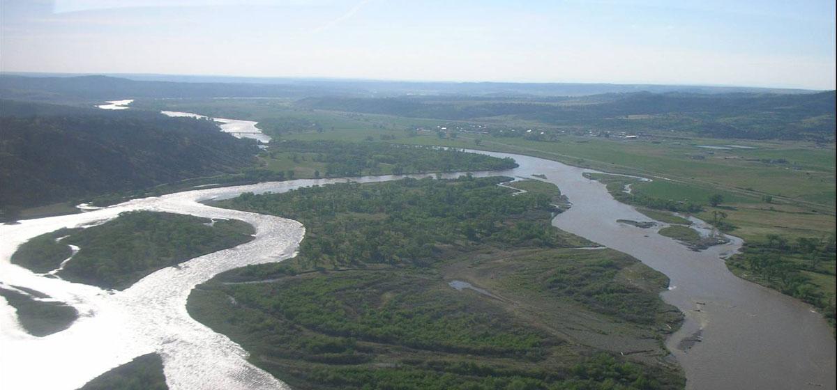 Aerial shot of a river.
