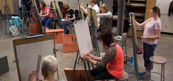 Students in an art studio