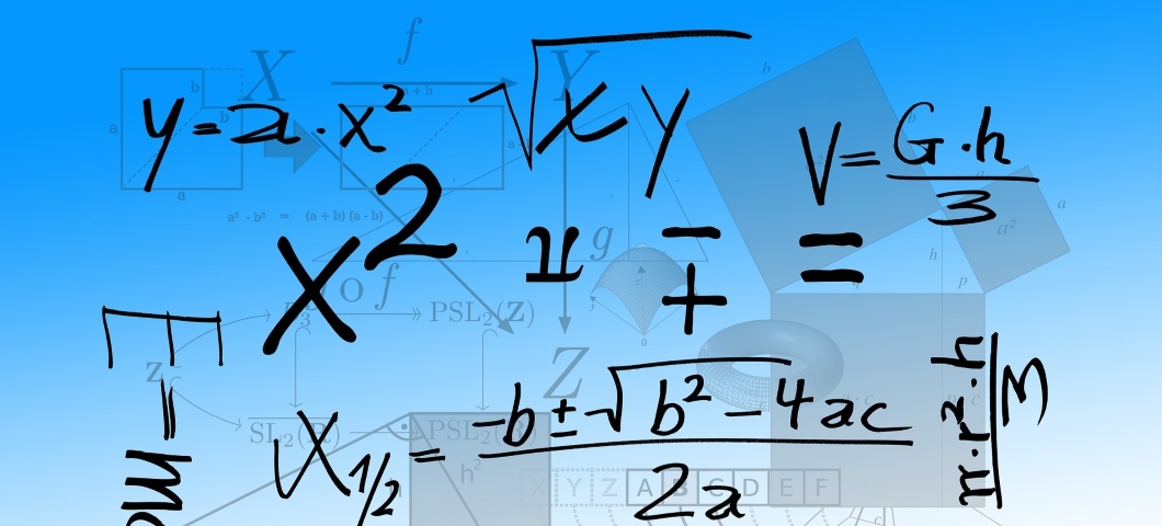 equations on a blue background