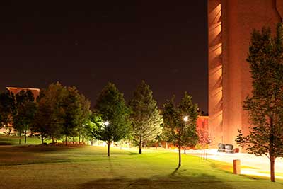 photo of the MSUB university campus at night