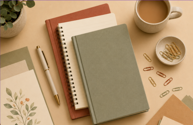 notebooks on top of each other