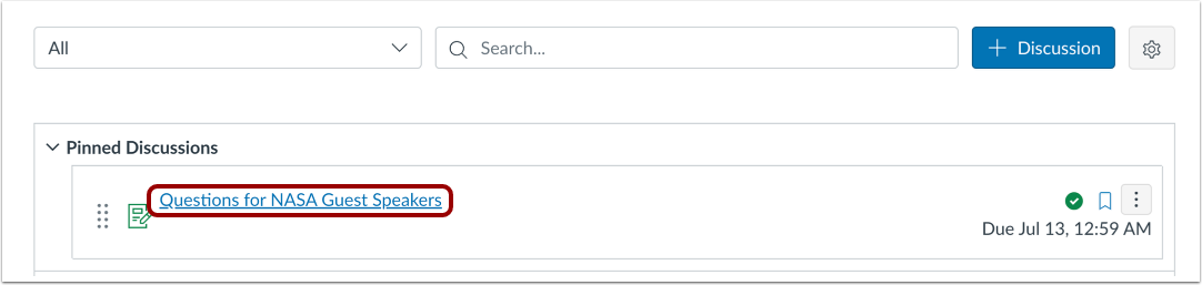 Click the name of the discussion you want to participate in. Click the name of the discussion you want to participate in.