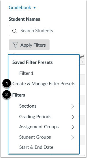View Gradebook Filters