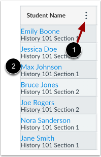 View Student Name Column
