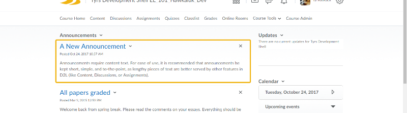 Announcement Published