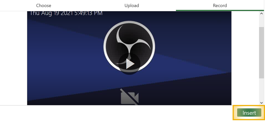 insert button in panopto frame