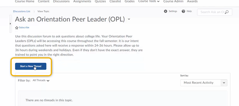 Click Start a New Thread