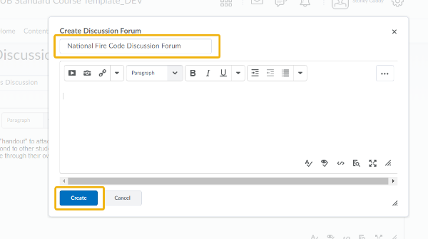Create Discussion Forum