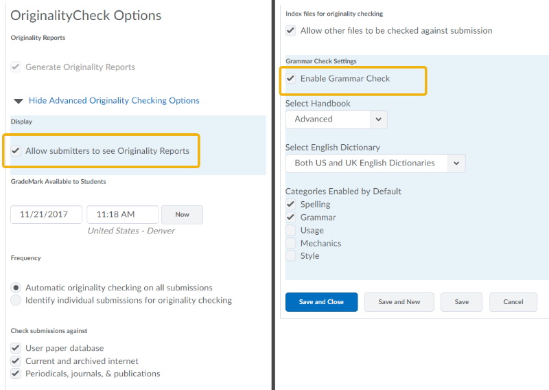 OriginalityCheck Options
