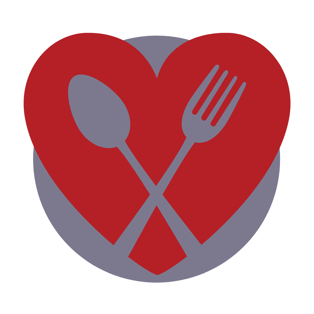 graphic of red heart with overlapping fork and knife