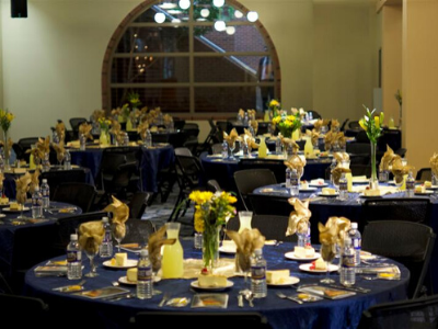 Decorated tables in the Glacier Room