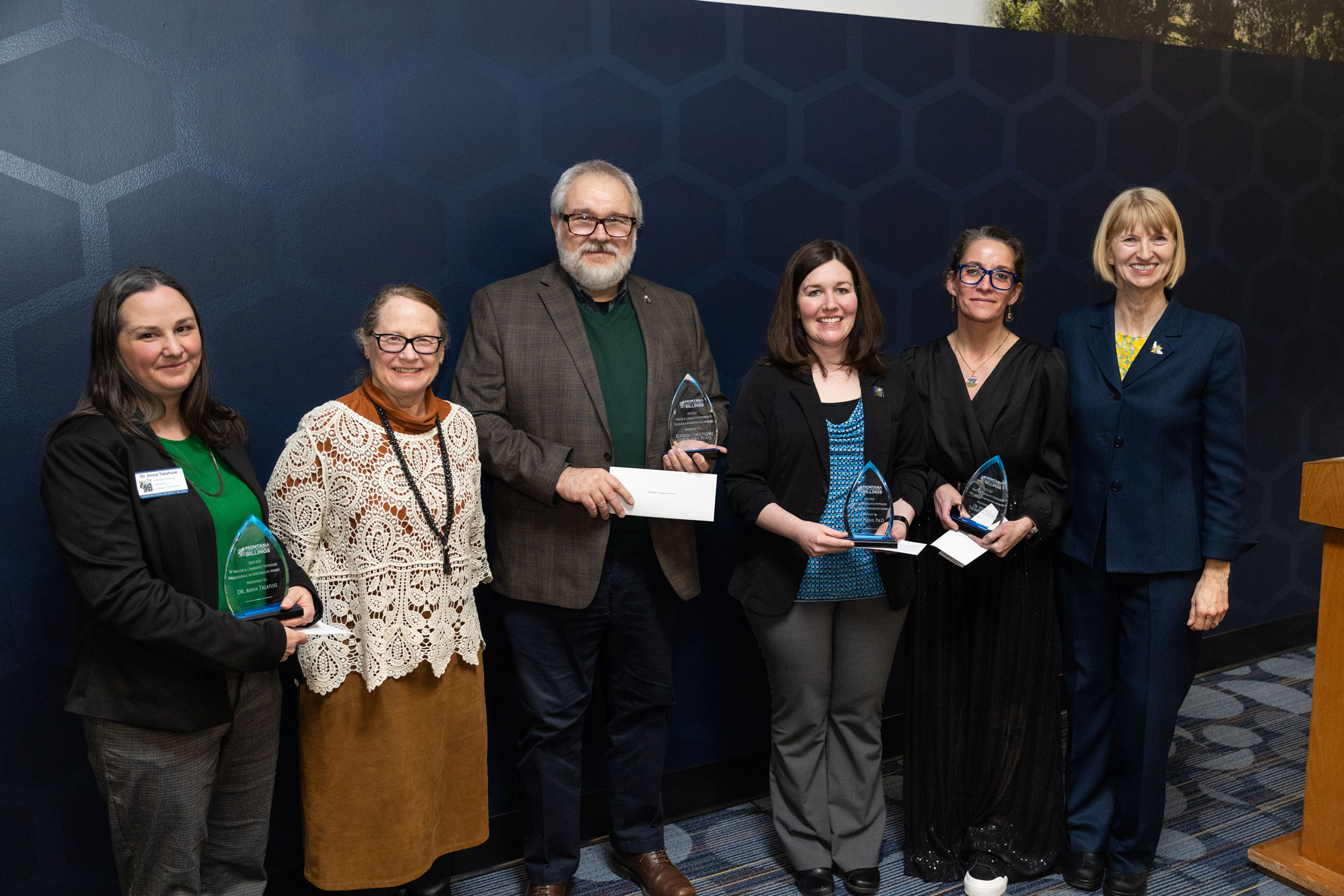 Pippenger presentation, left to right: Anna Talafuse, Susan Gilbertz, Rodrigo Cortopassi Goron Lobo, Jessie Perius, Heather Thompson-Bahm, and Stefani Hicswa