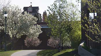 springtime view of McMullen Hall on the MSUB university campus