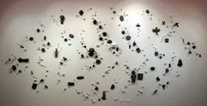 Little Pockets of Darkness Waiting to Shine, Cone 6 stoneware, cone 10 porcelain, glaze, luster, wall mounted