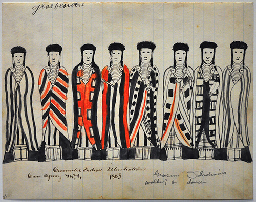 Drawing of a Group of Gros Ventre Men