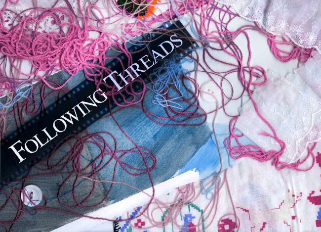 Postcard desing for "Following Threads"