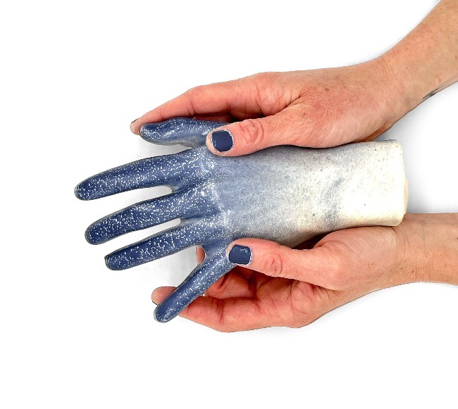 Promo Image used for Stephanie Dishno's Exhibition. A ceramic hand