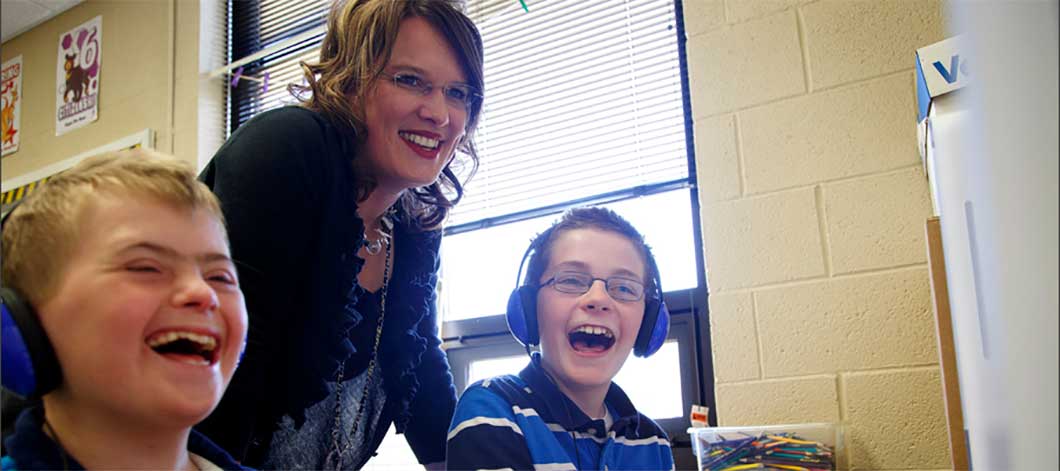 A teacher instructs students