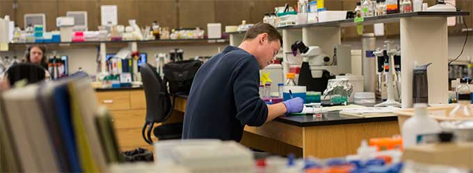 Joseph Walters in a science lab at MSUB