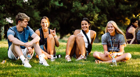 A group of students outside