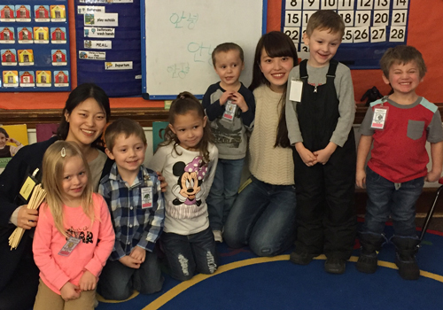 MSUB international students helping in local school