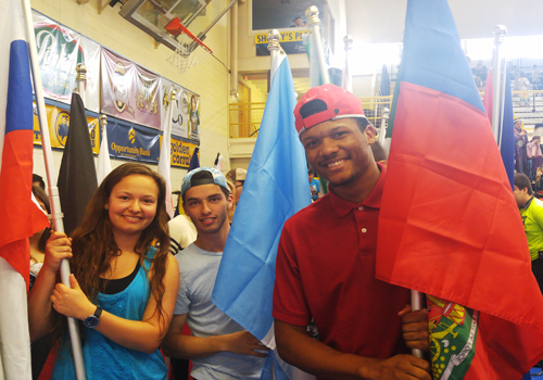 International Students with country flags