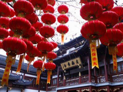 Chinese culture. Red lantern lights. 