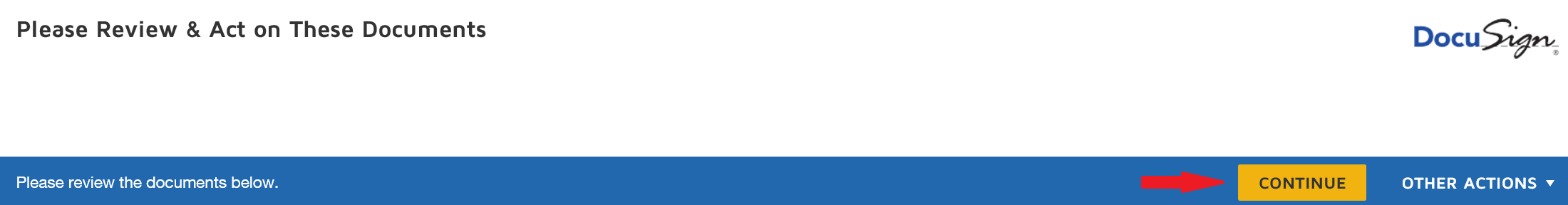 Click the Continue button to begin signing