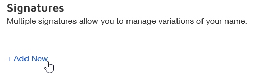 Click Add New under the Signatures heading