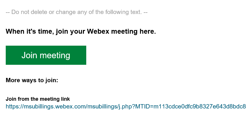 Webex Meeting Information